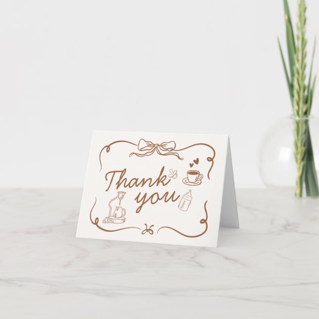 Carte De Remerciements Café Baby est en train de brasser Baby shower (Devant)