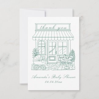 Carte De Remerciements Cafe Bebe Bonjour Baby Shower