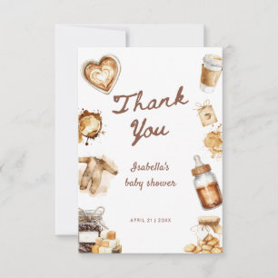 Carte De Remerciements Cafe Bebe est en route Café Bébé Café Marron Fête