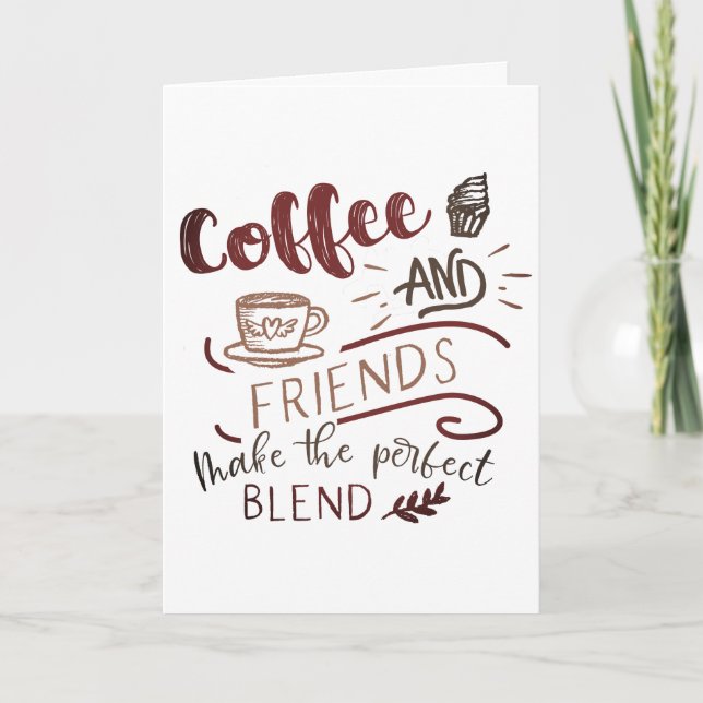 Carte De Remerciements Café et amis Doodle Art Typographie (Devant)