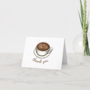 Carte De Remerciements Café Latte Cappuccino Anniversaire Fête Brunch