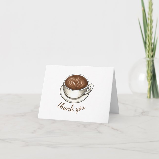 Carte De Remerciements Café Latte Cappuccino Anniversaire Fête Brunch (Devant)