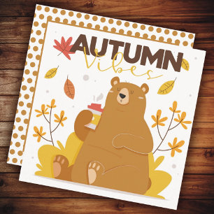 Carte De Remerciements Café Ours Vibrations d'Automne