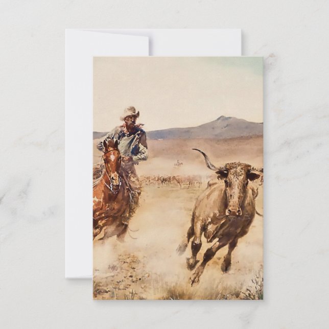 Carte De Remerciements "California Vaquero" par Edward Borein (Devant)