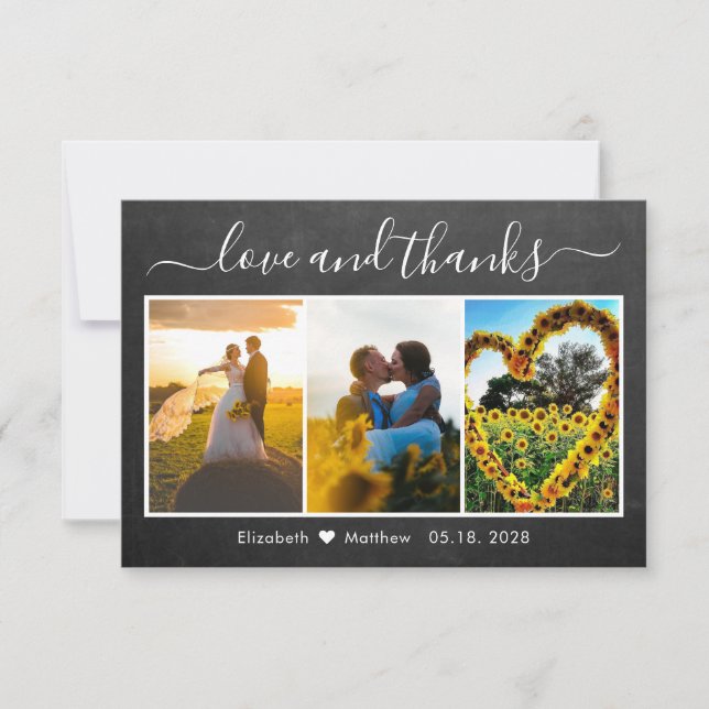 Carte De Remerciements Calligraphie Chalkboard Mariage photo Collage (Devant)