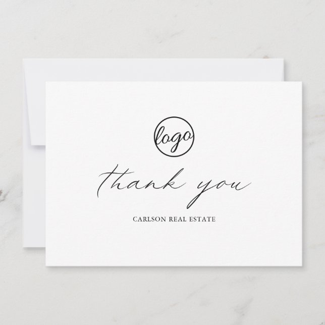 Carte De Remerciements Calligraphie Chic Simple Élégante Entreprise (Devant)