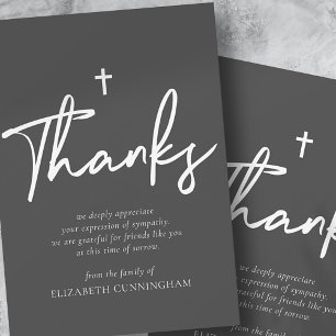Carte De Remerciements Calligraphie classique Cursive Simple Cross Memori