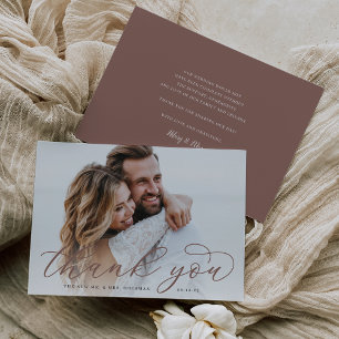 Carte De Remerciements Calligraphie classique Script Mariage photo plat