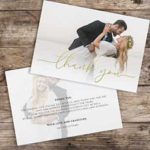 Carte De Remerciements Calligraphie d'or Script Love and Gratitude Photo