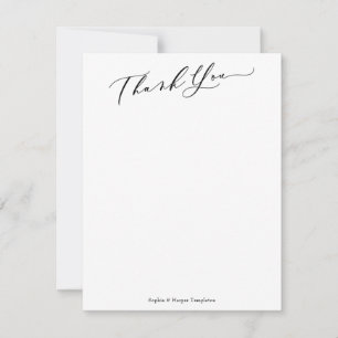 Carte De Remerciements Calligraphie Élégante Simple Remerciements Blancs