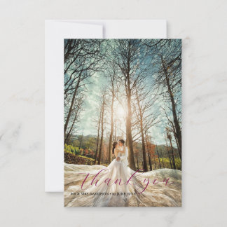Carte De Remerciements calligraphie lettrage photo de mariage