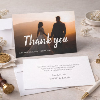 Carte De Remerciements calligraphie lettrage photo de mariage