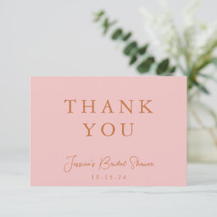 Carte De Remerciements Calligraphie minimaliste Fête des mariées rose pla