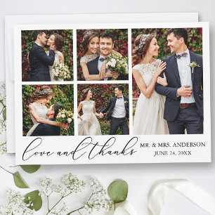 Carte De Remerciements Calligraphie minimaliste Mariage 5 Amour photo