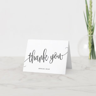 Carte De Remerciements Calligraphie minimaliste noir et blanc
