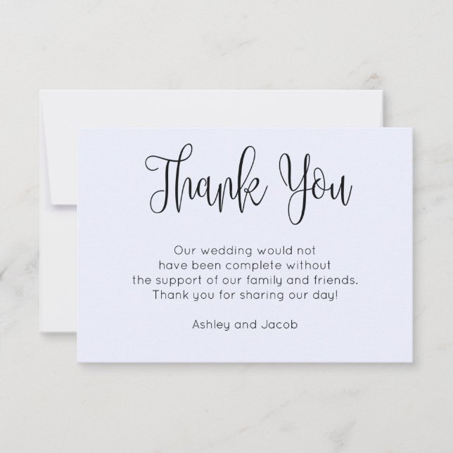 Carte De Remerciements Calligraphie moderne. Écriture bleue simple de mar (Devant)