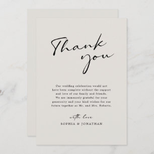 Carte De Remerciements Calligraphie moderne Élégant Éclairage Mariage sim