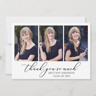 Carte De Remerciements Calligraphie moderne Encre Script 3 Photos Graduat