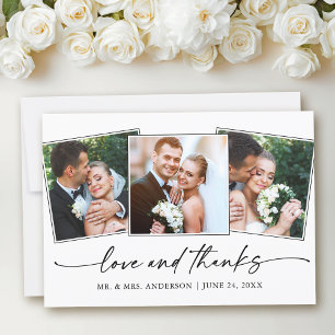 Carte De Remerciements Calligraphie moderne encre stylo amour Mariage 3 P