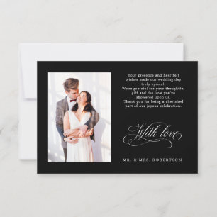 Carte De Remerciements Calligraphie moderne intemporelle mariage noir et 