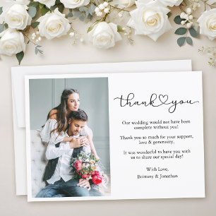 Carte De Remerciements Calligraphie moderne Mariage de script cardiaque