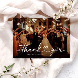 Carte De Remerciements Calligraphie moderne Mariage du coeur Photo
