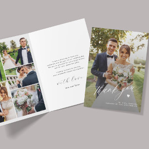 Carte De Remerciements Calligraphie moderne mariage multiphoto
