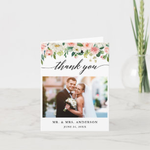 Carte De Remerciements Calligraphie moderne Mariage rose