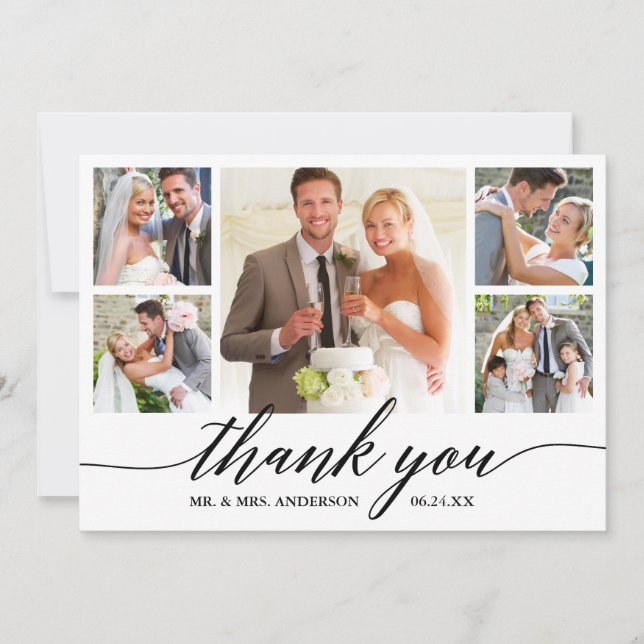Carte De Remerciements Calligraphie moderne Script 5 Mariage photo (Devant)