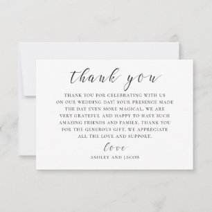 Carte De Remerciements Calligraphie noir et blanc moderne. Écriture moder