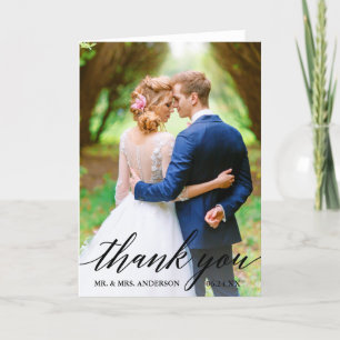 Carte De Remerciements Calligraphie   Pliage photo Mariage de la mariée