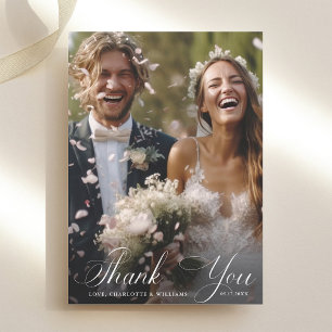 Carte De Remerciements Calligraphie romantique Mariage 2 Photo