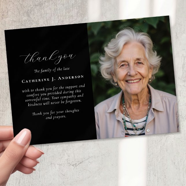 Carte De Remerciements Calligraphie Script Photo Sympathy Funeral Memoria (Créateur téléchargé)