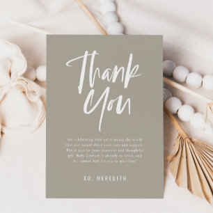 Carte De Remerciements Calligraphie simple Baby shower neutre entre les s