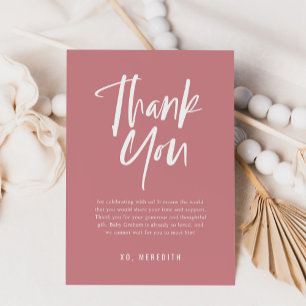 Carte De Remerciements Calligraphie simple Baby shower neutre entre les s
