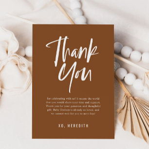 Carte De Remerciements Calligraphie simple Baby shower neutre entre les s