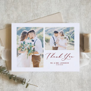 Carte De Remerciements Calligraphie Whimsical Mariage photo rouge