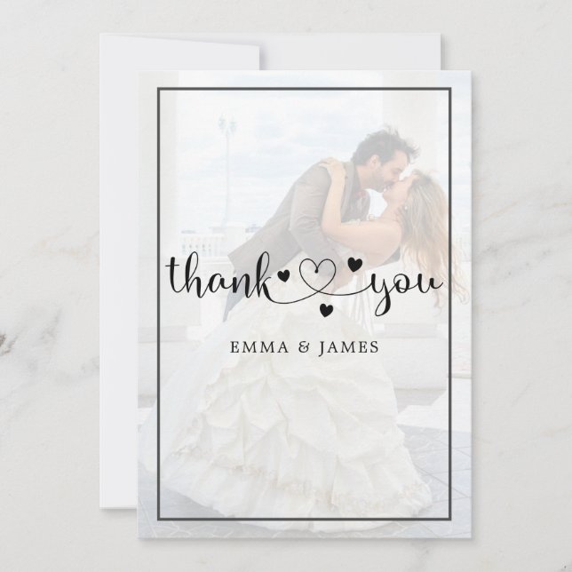 Carte De Remerciements Calligraphie Whimsical moderne superposer Mariage  (Devant)