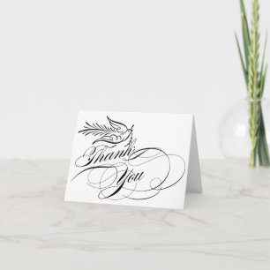 Carte De Remerciements Calligraphy Script Dove Thank