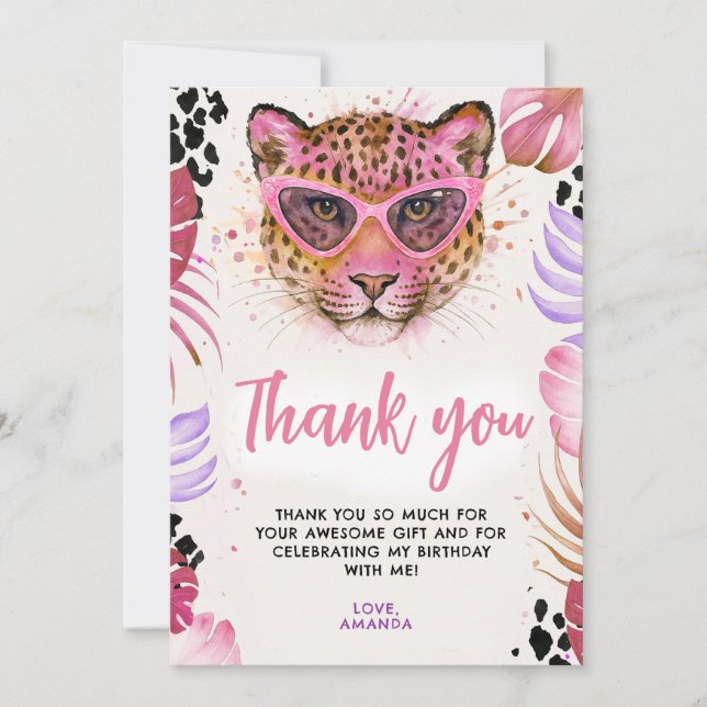 Carte De Remerciements Calling All Party Animals - Leopard Birthday (Devant)