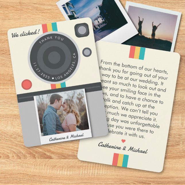Carte De Remerciements Caméra instantanée Couple Photo unique (Créateur téléchargé)