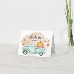 Carte De Remerciements Camion de ferme Citrouille Automne