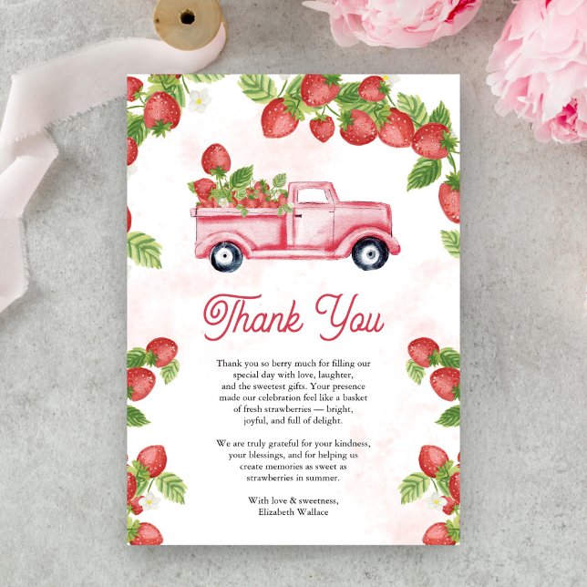 Carte De Remerciements Camion de fraises mûre Berry Baby shower sucré (Créateur téléchargé)