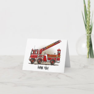 Carte De Remerciements Camion d'incendie à crochet et à échelle
