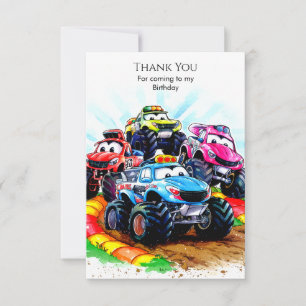 Carte De Remerciements Camion Monster pour enfants