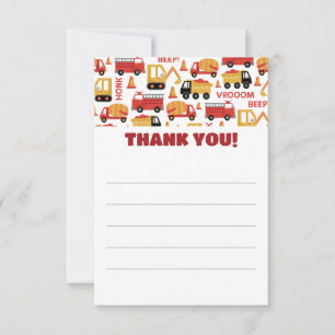 Carte De Remerciements Camions Vroom Klaxon Bip ! Alignés