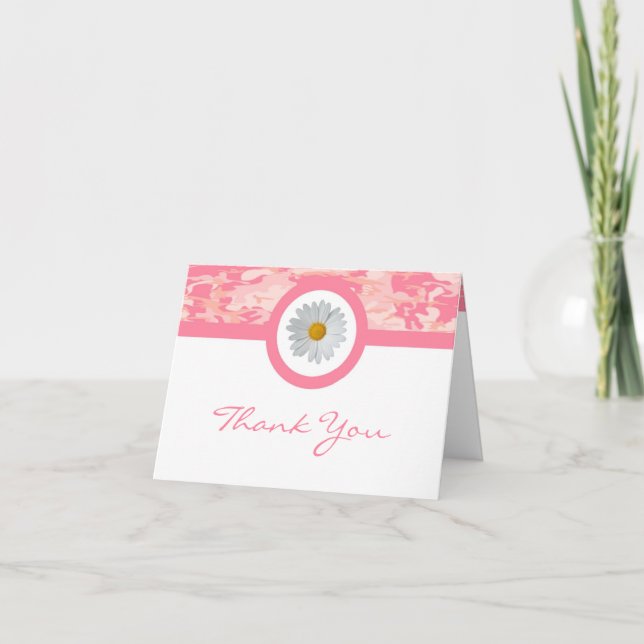 Carte de remerciements Camo rose (Devant)