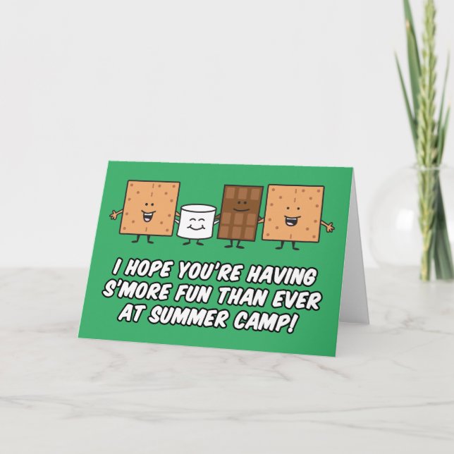 Carte De Remerciements Camp d'été Smores Pun Cartoon noir à l'intérieur (Devant)