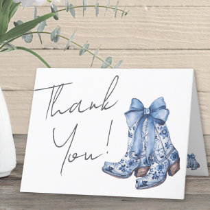 Carte De Remerciements Campagne Bleu Nœud Cow-boy Fête de Mariage