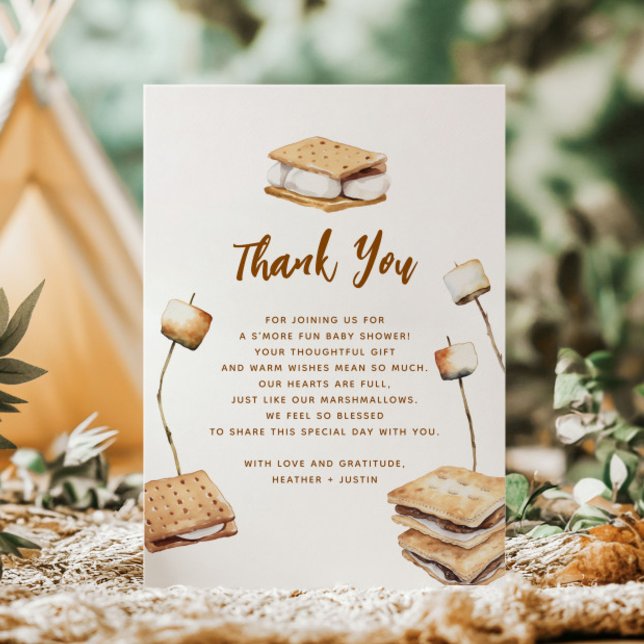 Carte De Remerciements Camping S'more Baby shower amusant (Créateur téléchargé)